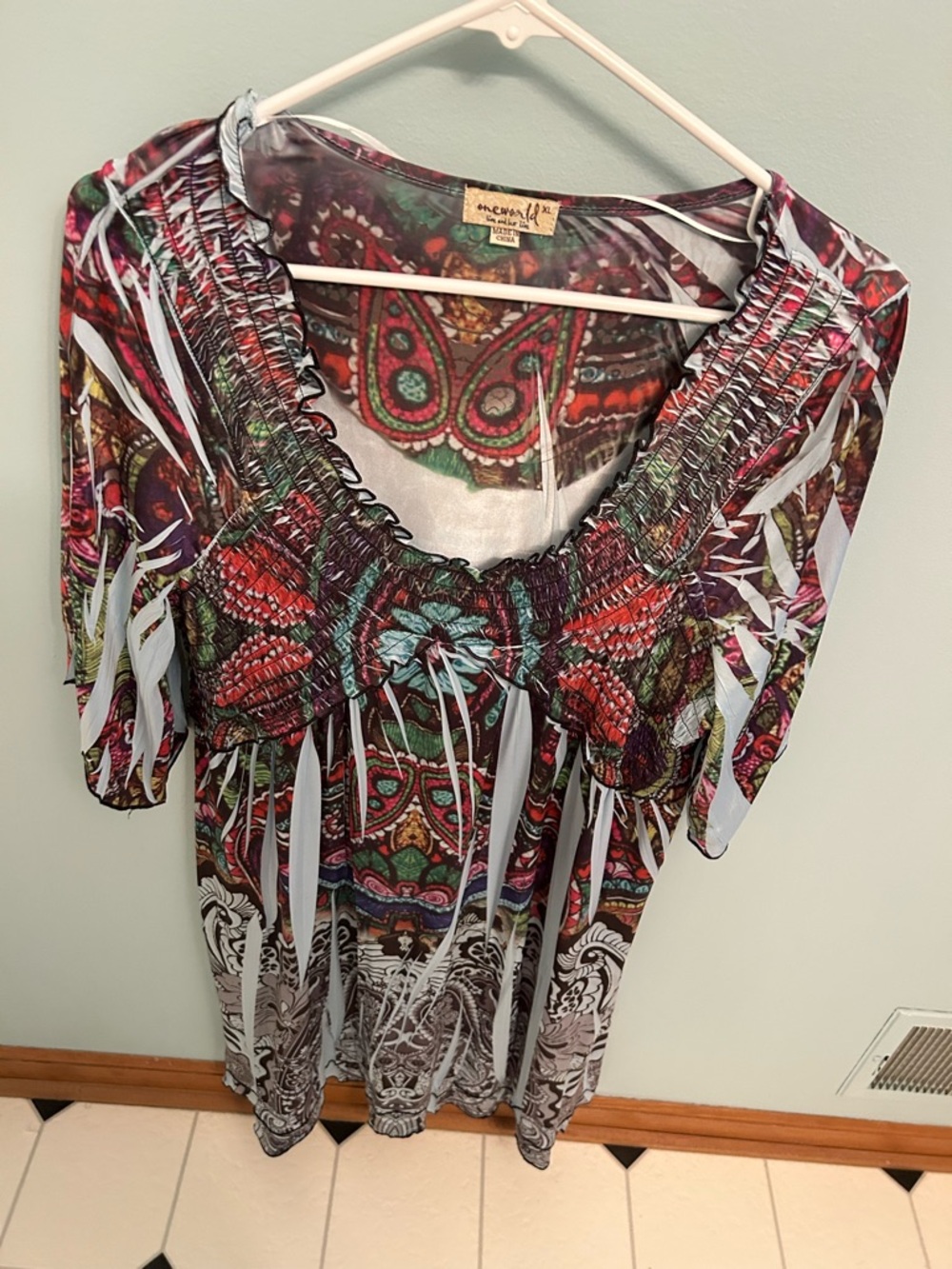 Boho Multicolor Smocked V-Neck Women's long Top or short dress